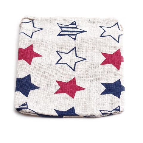 Star Pattern Drawstring Jewelry Bag Cotton Linen Velvet Fabric Bronzing Printing Gift Packing Small Items Storage Pouch