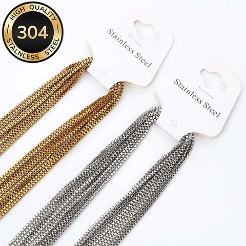 304 Acero Inoxidable Cadena de Caja Collares Con Cierre de Langosta Para Fabricación de Joyas DIY Oro Plata Clásico Minimalista
