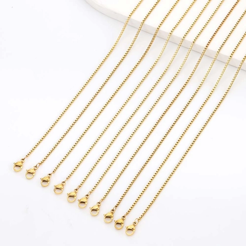 304 Acero Inoxidable Cadena de Caja Collares Con Cierre de Langosta Para Fabricación de Joyas DIY Oro Plata Clásico Minimalista