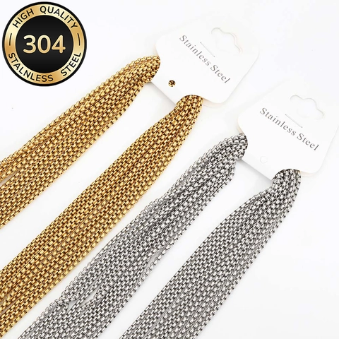 Minimalist 304 Stainless Steel Box Chain Necklace With Lobster Clasp Durable Polished Finish Fashion DIY Jewelry Making