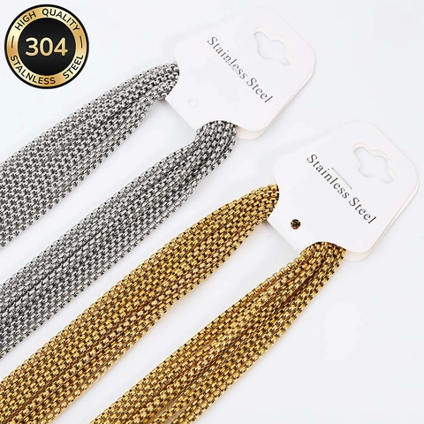 304 Stainless Steel Box Chain Necklaces With Lobster Clasps Durable Simple Classic Jewelry Making DIY Chain Links For Unisex