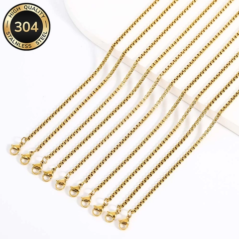 304 Stainless Steel Box Chain Necklaces With Lobster Clasps Durable Simple Classic Jewelry Making DIY Chain Links For Unisex