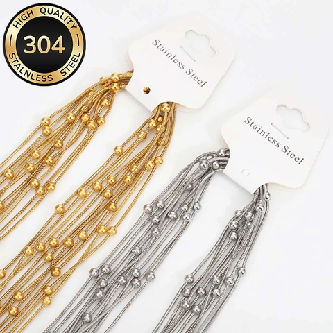 Hochwertiges 304 Edelstahl Rund Schlangen Perle Kette Halskette Mit Hummer Verschluss Einfache Minimalistische DIY Schmuck Zubehör Für Damen Herren