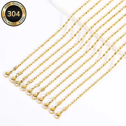 Collana a Catena Con Perline in Acciaio Inossidabile 304 Design Classico Minimalista Regolabile Con Chiusura a Aragosta Gioielli Uomo Donna Oro Argento