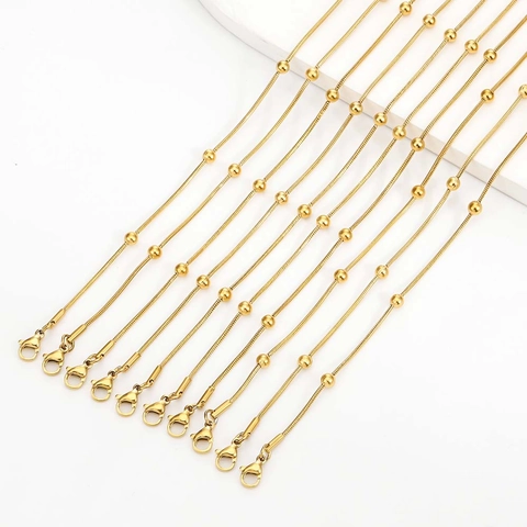 Hochwertiges 304 Edelstahl Rund Schlangen Perle Kette Halskette Mit Hummer Verschluss Einfache Minimalistische DIY Schmuck Zubehör Für Damen Herren
