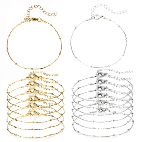 304 Stainless Steel Satellite Chain Bracelet Anklet Minimalist Gold Silver Round Bead Chain For Women DIY Jewelry Making