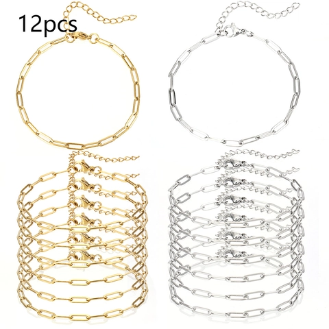 Pulsera de Cadena de Clip de Acero Inoxidable Cadena de Eslabones Ajustable Con Cierre de Langosta Oro Plata Joyería de Moda para Mujer Regalo