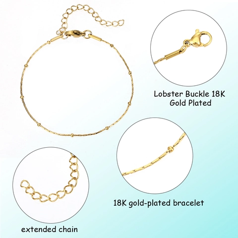304 Stainless Steel Satellite Chain Bracelet Anklet Minimalist Gold Silver Round Bead Chain For Women DIY Jewelry Making