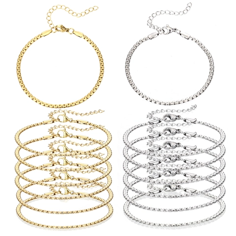 Edelstahl Box Chain Armband Für Damen DIY Schmuckherstellung Minimalistisch Verstellbares Gliederkette Armband Vergoldet