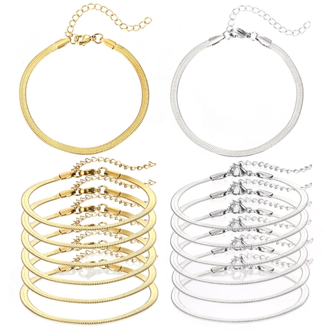 Pulsera de Cadena de Serpiente de Acero Inoxidable para Mujer Joyería DIY Dorado Plateado Eslabón de Cuchilla Ajustable