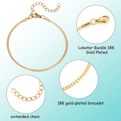 Stainless Steel Snake Chain Bracelets For Women DIY Jewelry Making Adjustable Gold Silver Plated Fashion Accessories