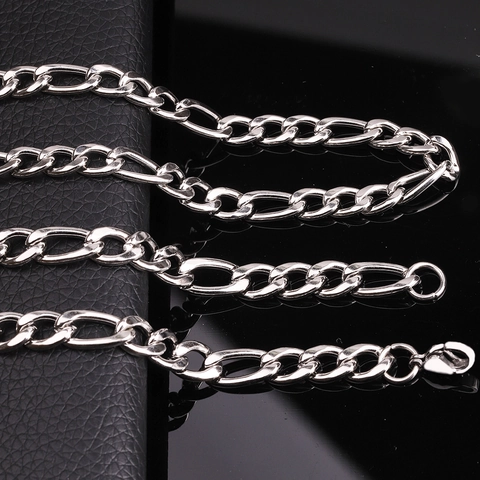Collana a Catena Figaro in Acciaio Inossidabile Per Uomo Donna Tonalità Argento Lucido Gioielli Classici Per Uso Quotidiano