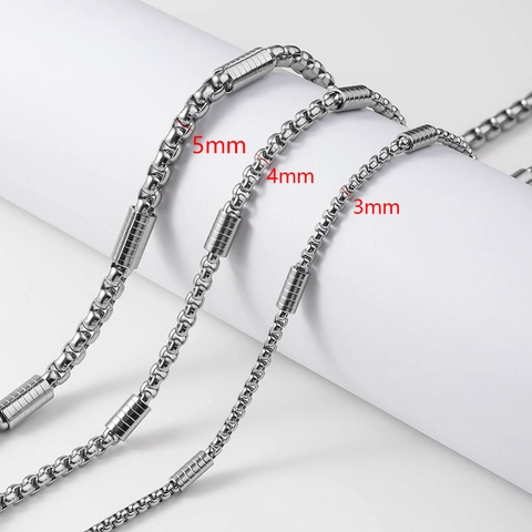 Stainless Steel Box Chain Necklace For Men Women Industrial Design Cylindrical Tube Charm Jewelry Piece Unisex Accessory