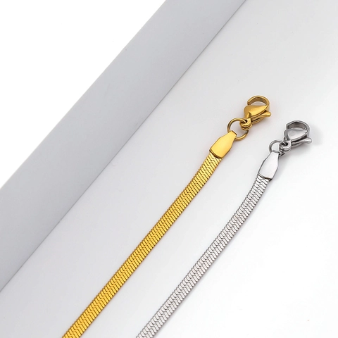 Minimalist Stainless Steel Flat Snake Bone Chain Bracelet For Women Men Vacuum Plated Gold Steel Color Jewelry Unisex Gift
