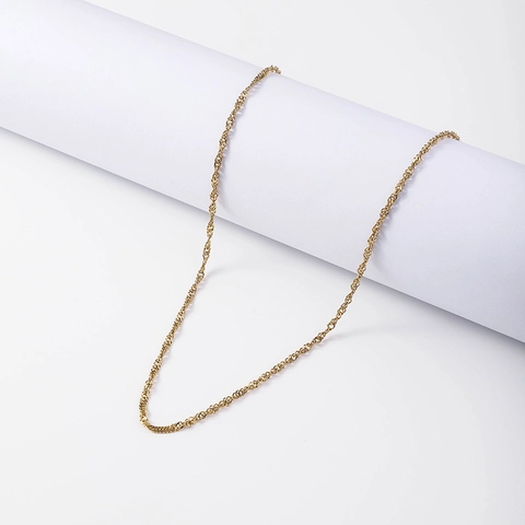 Collier Chaîne Onde d'Eau en Acier Inoxydable Minimaliste Plaqué Or 18K Accessoire de Création de Bijoux DIY pour Femmes