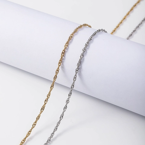 Collier Chaîne Onde d'Eau en Acier Inoxydable Minimaliste Plaqué Or 18K Accessoire de Création de Bijoux DIY pour Femmes
