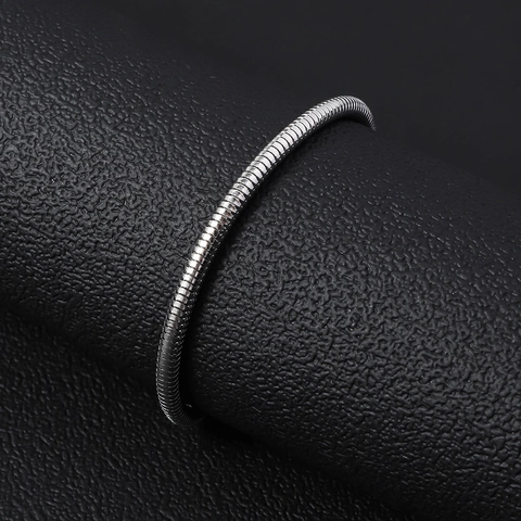 Bracciale Minimalista in Acciaio Inossidabile Catena a Serpente per Donna Uomo Lucido Bracciale a Maglie Tonde Gioielli Regalo