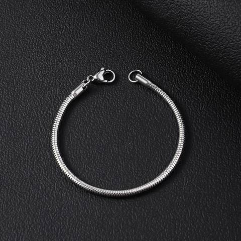 Bracciale Minimalista in Acciaio Inossidabile Catena a Serpente per Donna Uomo Lucido Bracciale a Maglie Tonde Gioielli Regalo