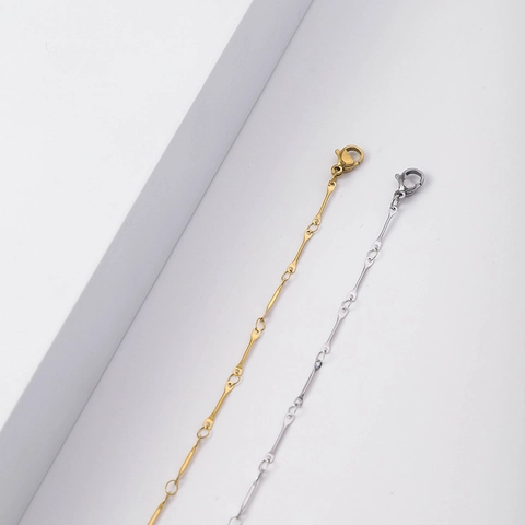 Collar de Cadena de Palo Minimalista de Acero Inoxidable para Mujer Chapado en Oro Plata Moda de Nicho Eslabón Largo Ajustable