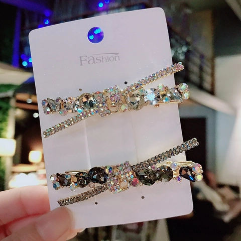 Korean Style Alloy Rhinestone Hair Clip For Women Minimalist Full Crystal Duckbill Clip Elegant Side Hair Pin Accessories Jewelry