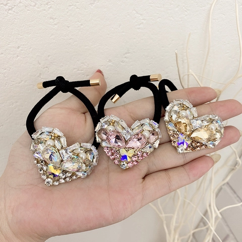 Haargummi Koreanischer Stil Strass Herz Legierung Künstliche Perle Glänzend Elastisches Haarband Süß Damen Haarschmuck