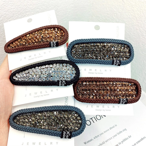 Haarklammern Im Koreanischen Stil Mit Gewebtem Rand Und Strass Für Damen Ovale Wassertropfen Geometrische Haarnadeln Mode Haarschmuck