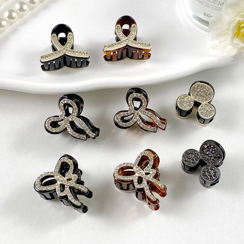 Pinze per Capelli Mini in Lega PC Vintage Lucido con Strass per Donna Elegante Fiocco Incrocio Cuore Piccoli Accessori per Capelli