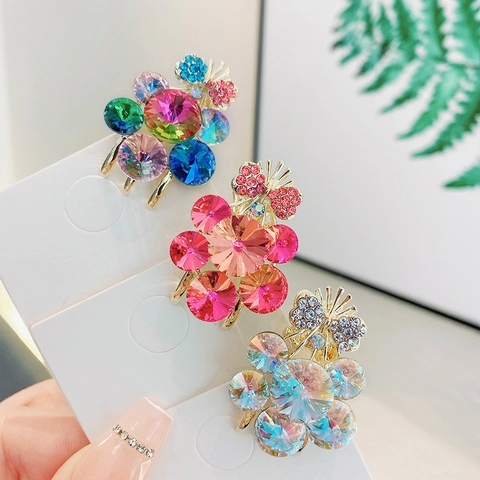 Fermaglio per Capelli con Strass a Forma di Uva Stile Coreano Elegante Clip a Becco d'Anatra in Lega e Cristallo Accessori Donna