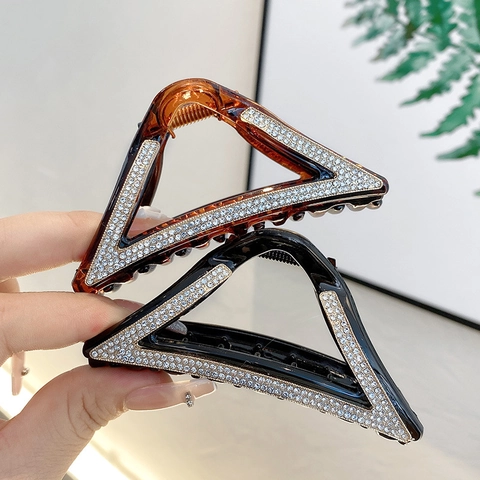 Große Strass Haarkralle Geometrische PC Harz Dreieck Rechteck Haarklammer Elegantes Haar-Accessoire Für Damen Party-Styling