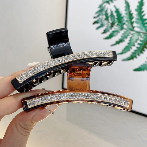 Große Strass Haarkralle Geometrische PC Harz Dreieck Rechteck Haarklammer Elegantes Haar-Accessoire Für Damen Party-Styling