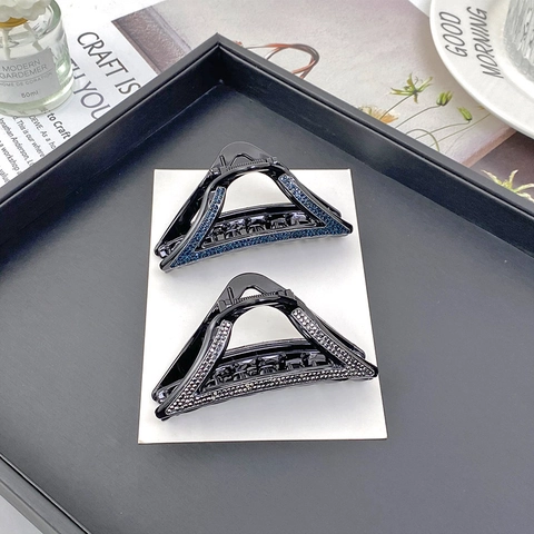 Grande Pinza per Capelli a Triangolo Geometrico con Strass Scintillanti Elegante Pinza in Resina Accessorio Capelli per Donna