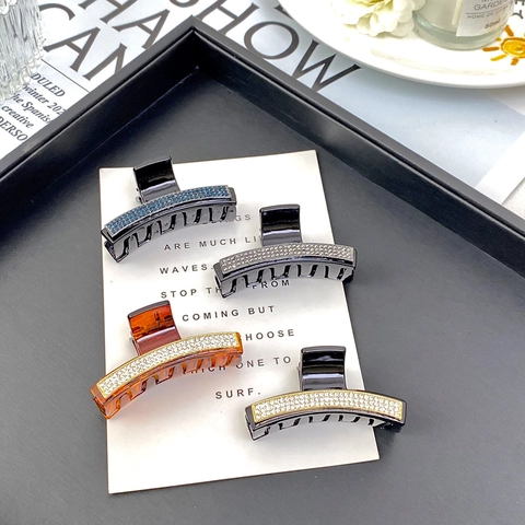 Elegante Molla per Capelli con Strass Minimalista in Plastica Resina Clip a Squalo Accessori per Capelli Donna