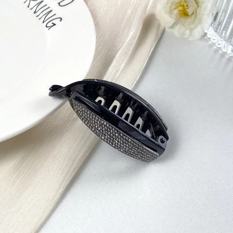 Eleganter Strass Bananen Haarclip Minimalistischer Ovaler Vertikaler Clip Für Damen Koreanischer Stil Pferdeschwanz Haarschmuck