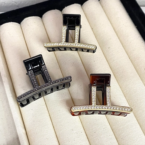 Lussuosa Pinza per Capelli con Strass Brillanti per Donna Fermaglio Geometrico in Resina con Fiocco Elegante Accessorio per Capelli