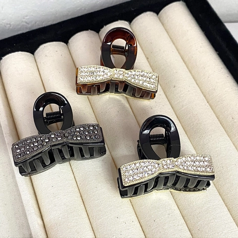 Lussuosa Pinza per Capelli con Strass Brillanti per Donna Fermaglio Geometrico in Resina con Fiocco Elegante Accessorio per Capelli