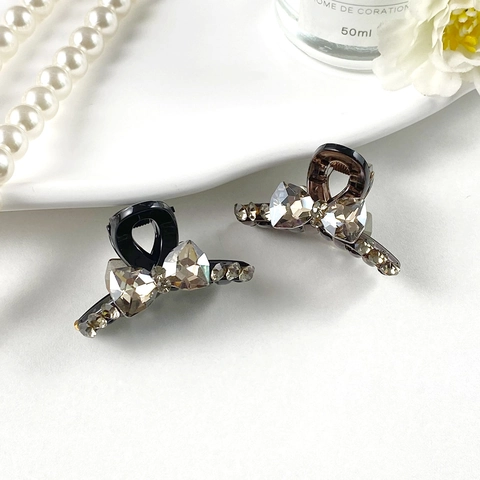 Elegant Rhinestone Bow Hair Clip Small Hair Claw For Women Fashion Bangs Clip Cute Side Hair Grips Durable PC Accessories