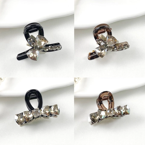 Pinza de Pelo de Strass Elegante para Mujer Pinza Pequeña Geométrica de Mariposa de Alta Gama Material PC Accesorios de Moda