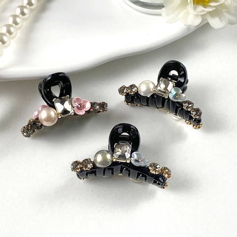 Französischer Stil Mini Haarklammer Für Damen Elegant Strass Künstliche Perlenimitat Blume Haarschmuck Kleine Dekorative Haarclips