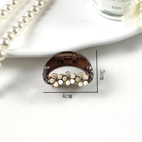Pinza per Capelli Coreana con Fiore di Camelia e Stella con Strass Elegante Molla in Acrilico Tartarugato per Donna Accessorio Dolce