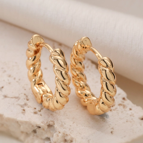 Pendientes de Aro de Cobre Bañado en Oro de 18K para Mujer Joyería Minimalista Geométrica Circular Pendientes de Aro