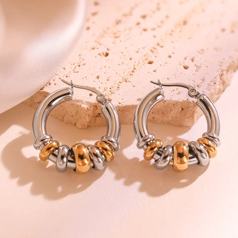 Vintage 18K Vergulde Roestvrijstalen Creolen Voor Vrouwen Minimalistische Geometrische Kralen Ringen Mode Woon-werkverkeer Sieraden Cadeau
