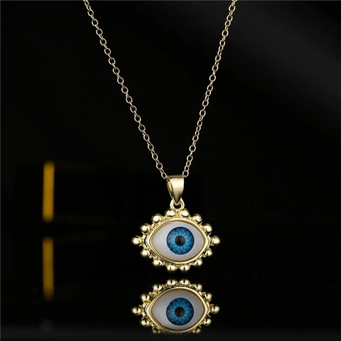 Collar de Colgante de Ojo Turco de Cobre Chapado en Oro 18K para Mujer Circonia Micro-Incrustada Joyería de Suerte