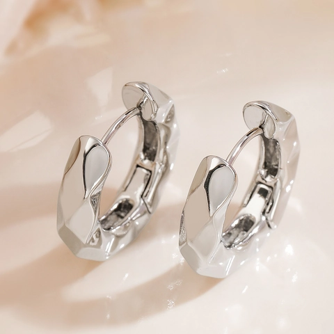 Pendientes de Aro de Cobre con Textura de Onda Geométrica Vintage para Mujer Pendientes de Metal Irregulares Chapados en Oro Plata