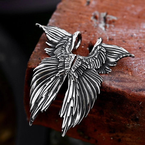 Vintage Stainless Steel Feather Wing Pendant Only Without Chain Retro Gothic Punk Angel Wings Jewelry Accessory For Men Women