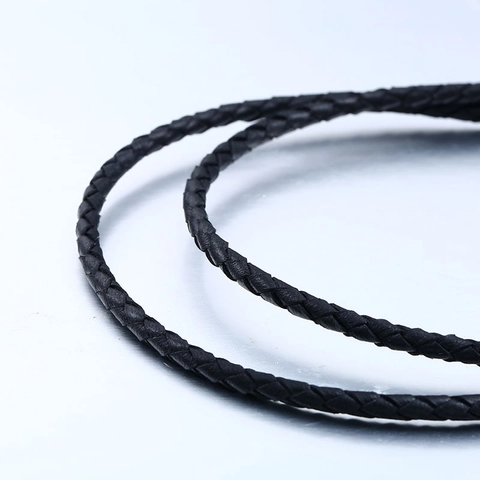Collana da Uomo in Pelle Bovina Intrecciata Nera Chiusura a Spirale in Acciaio Inossidabile 304 Cordino Intrecciato a Mano Punk