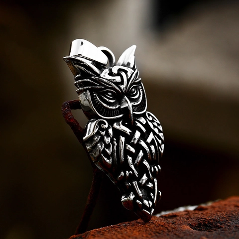 Pendente Gufo in Acciaio Inossidabile Vintage Solo Senza Catena Design Nodo Celtico Vichingo Gioielli Animali Retrò Regalo