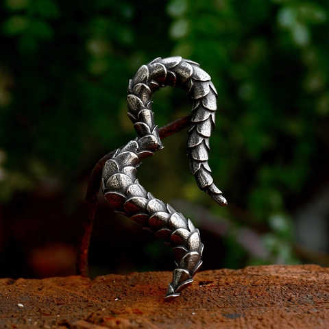 Vintage Roestvrij Staal Drakenschub Hanger Voor Heren Gotisch Punk Serpent S-Vormig Geoxideerd Metalen Sieraden Alleen Hanger