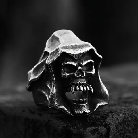 Anello in Acciaio Inossidabile a Forma di Teschio Gotico Vintage per Uomo Retro Punk Hip Hop Biker Rock Party Gioielli Regalo