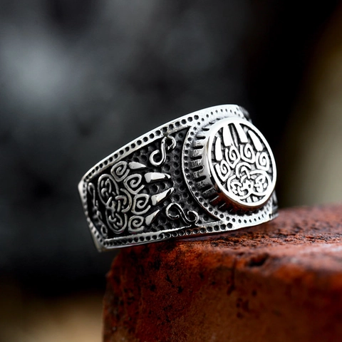 Anillo Vikingo de Acero Inoxidable Vintage para Hombre Pata de Oso Nudo Celta Sello Nórdico Joyería de Dedo con Motivo Animal