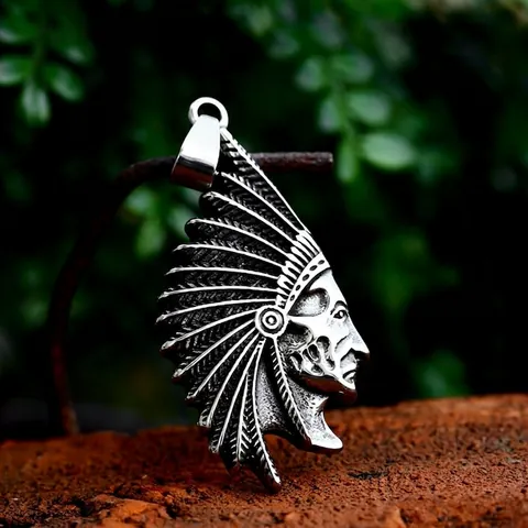 Vintage Stainless Steel Indian Chief Head Pendant For Men Women Retro Punk Ethnic Style Warrior Portrait Pendant Only